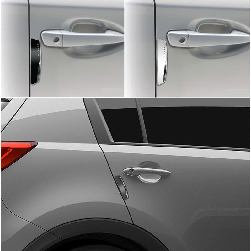 STATUS 4Pcs High Glossy Slim Door Edge Guards Bumper Protector Trim Guard Sticker Molding for Motors Auto Vehicle (Metallic Silver) - Image 2